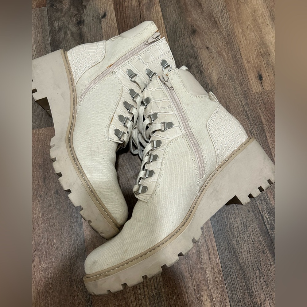 Dolce Vita Off-White Lace-Up Boots - Picture 7 of 8